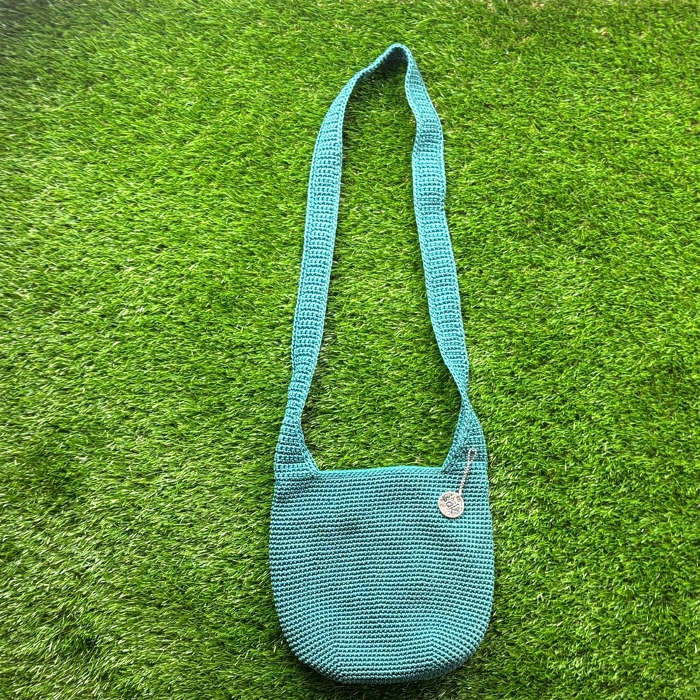 The Sak Teal Crochet Crossbody Bag